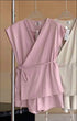 Summer Casual Wrap Tie Tops With Short Sets